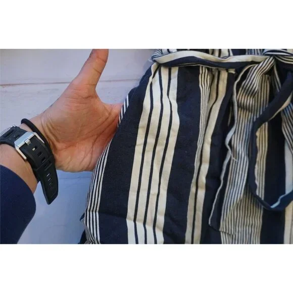 Girl With Curves Black & White Striped Belted Midi Dress - Size M - Picture 4 of 9